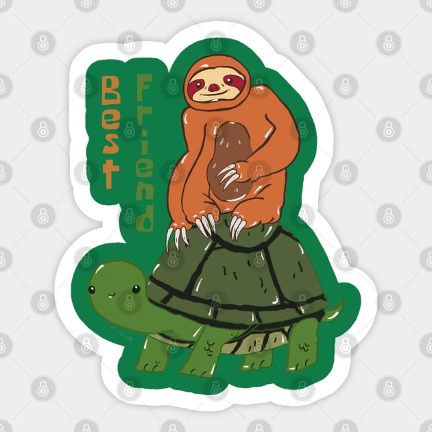 Sloth and Turtle Sticker by RiyanRizqi